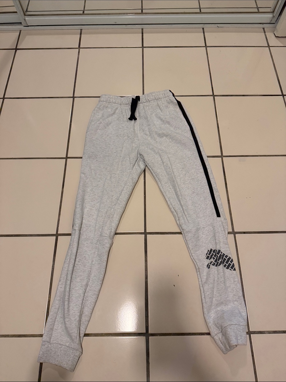 Puma Light Gray Kids Sweatpants with Black Side Stripe